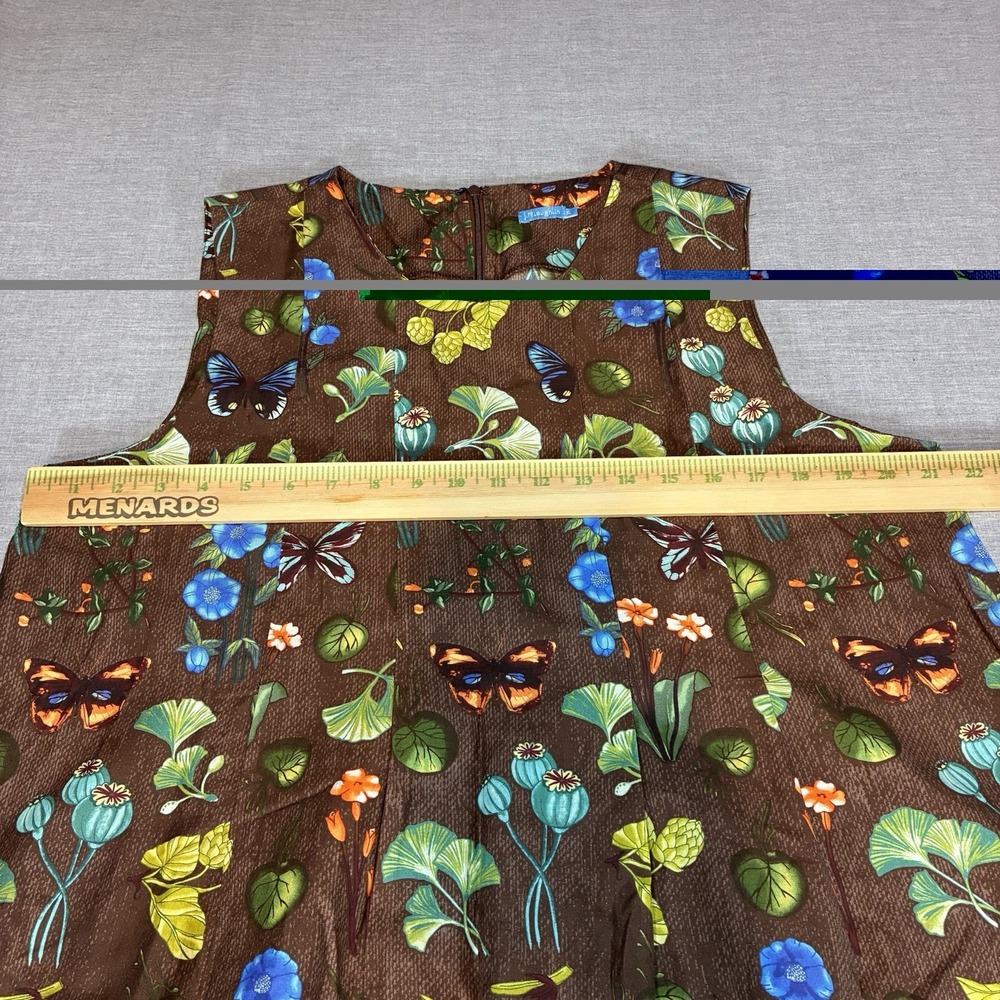J.McLaughlin Silk Cotton Butterfly Ginkgo Maxi Dress Brown Floral XL NO BELT - Picture 6 of 14